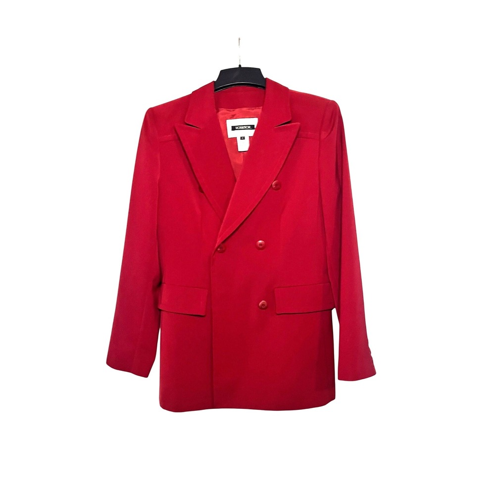 VOTRENOM PARIS Red Double Breasted Blazer Jacket Women Size 2 Microfiber Acetate